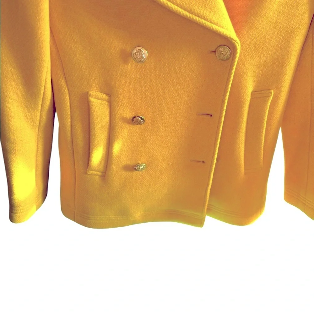 J.Crew Stadium Cloth Wool Peacoat Yellow OP Petite bf - Picture 6 of 9